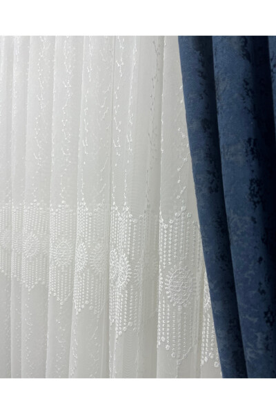 Short 623 Glitter Marble Bottom Honeycomb Top Sheer Curtain No Iron 1 to 2 Fold - 12