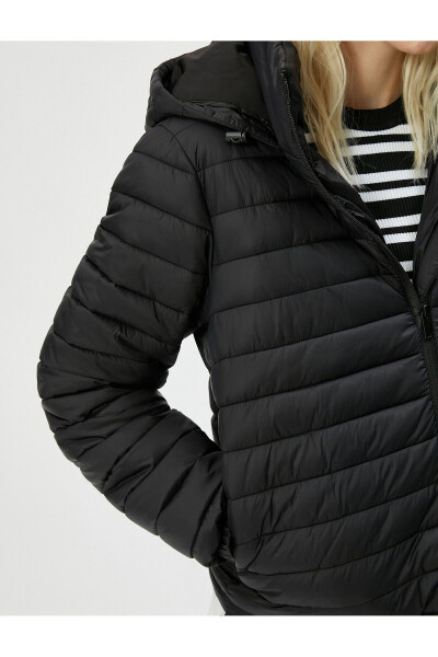 Short Puffer Jacket with Hood, Zipper and Elastic Sleeves - 13