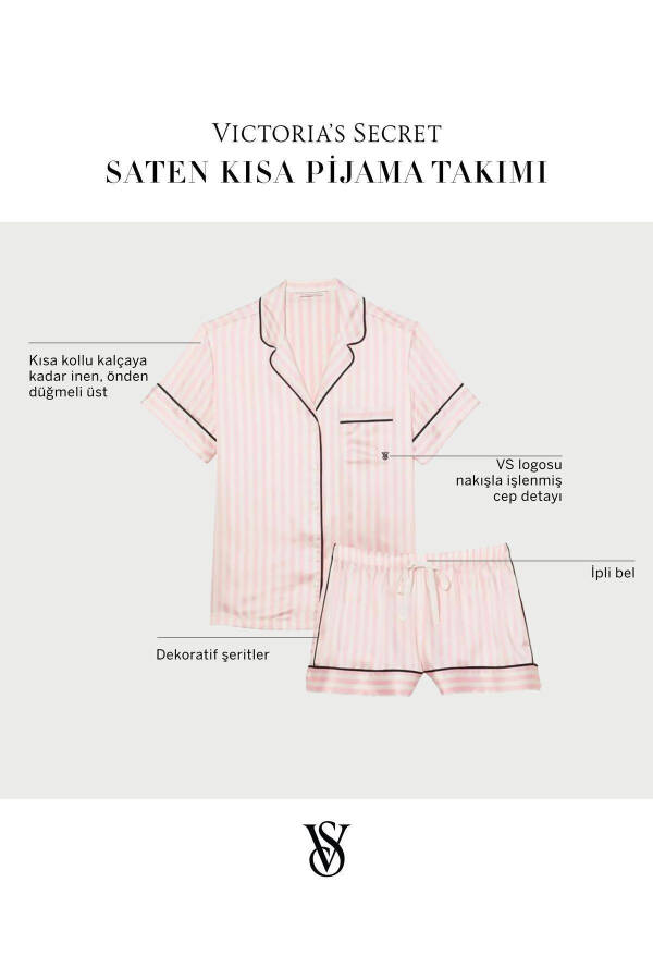 Short Satin Pajama Set - 6