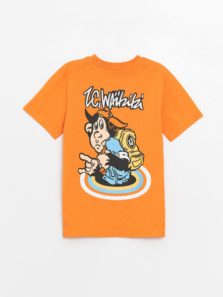 Short Sleeve Boy's T-Shirt with Nostalgic Monkey Print, Crew Neck - 2