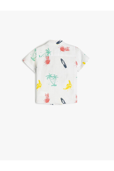 Short Sleeve Button-Down Shirt with Pocket Detail and Printed Cotton - 8