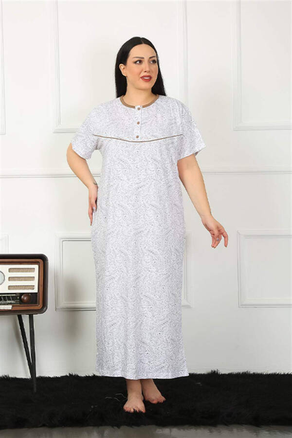 Short Sleeve Coffee Mom Nightgown 1353 - 4