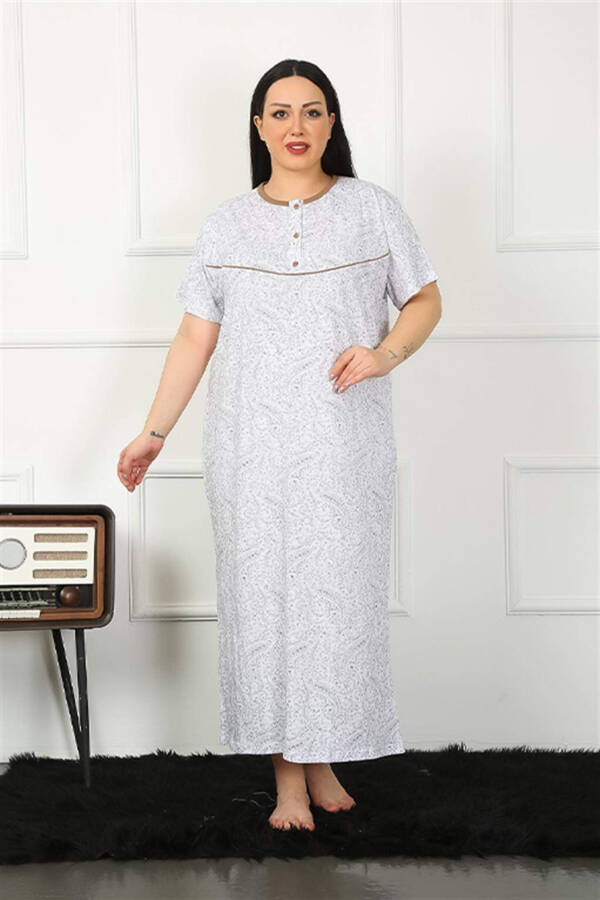 Short Sleeve Coffee Mom Nightgown 1353 - 5