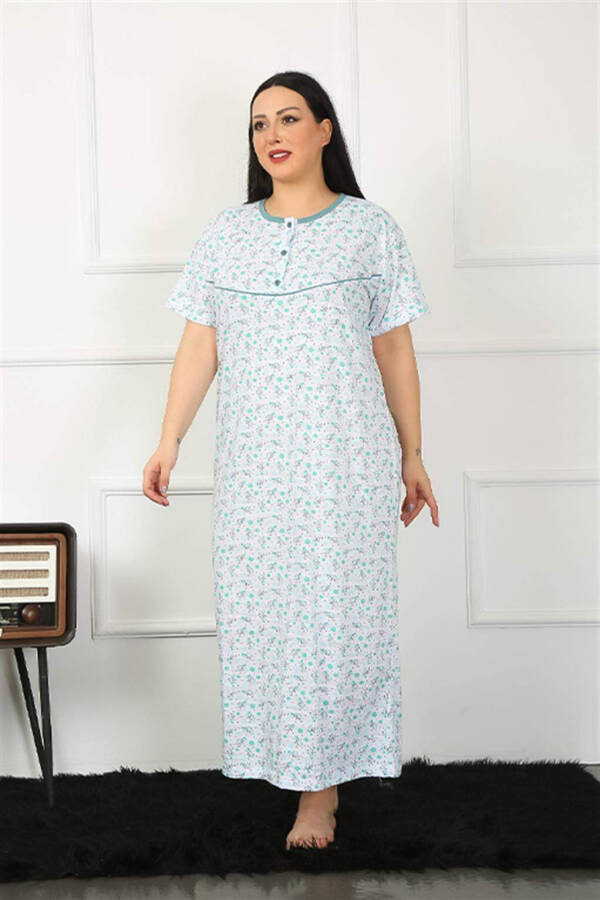 Short Sleeve Green Maternity Nightgown 1352 - 3