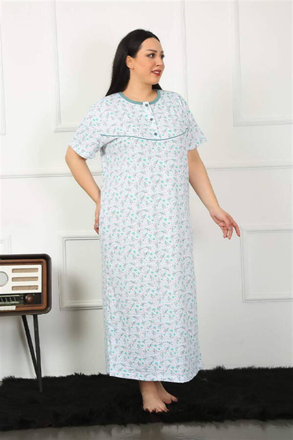 Short Sleeve Green Maternity Nightgown 1352 - 5