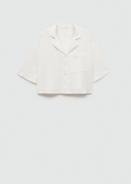 Short-sleeved, off-white cotton shirt - 1