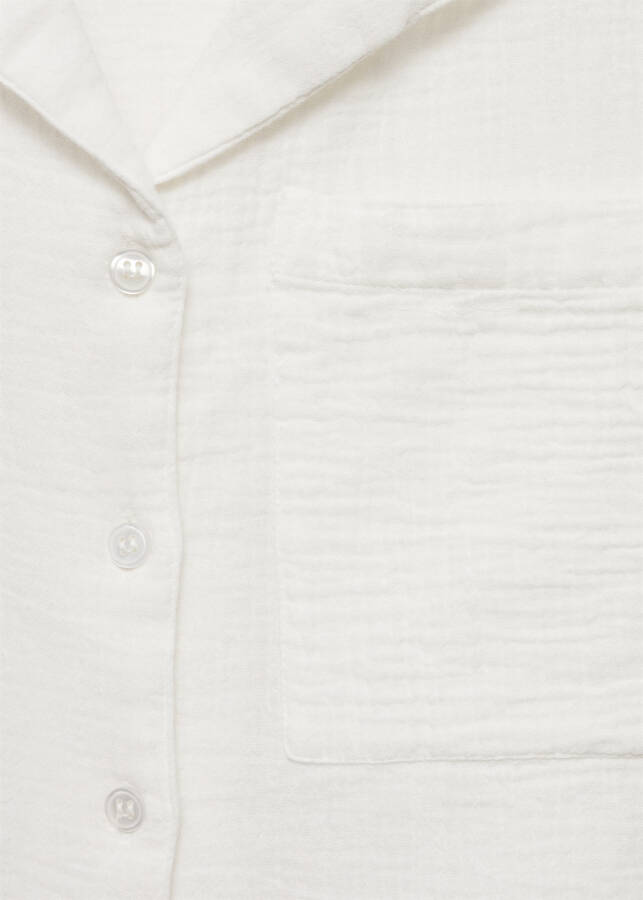 Short-sleeved, off-white cotton shirt - 4