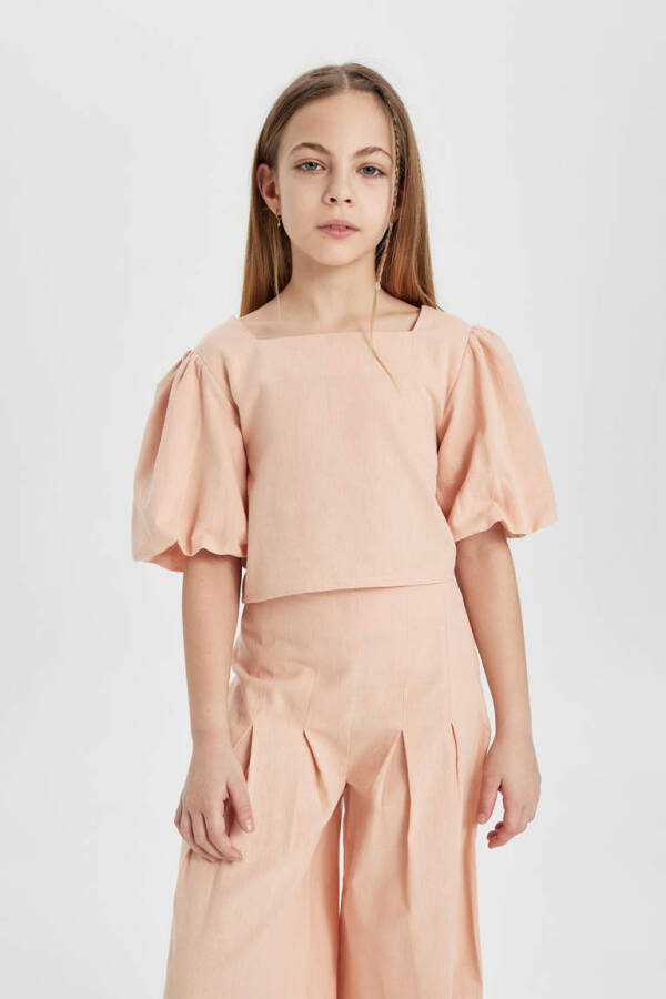 Short-Sleeved Salmon Blouse for Girls - 4