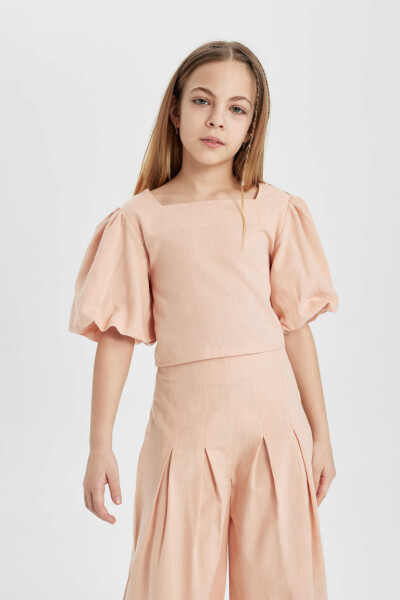 Short-Sleeved Salmon Blouse for Girls - 5