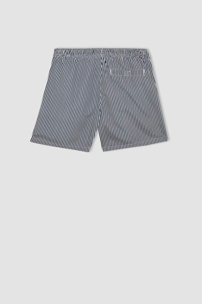 Short Striped Navy Blue Swim Shorts - 9