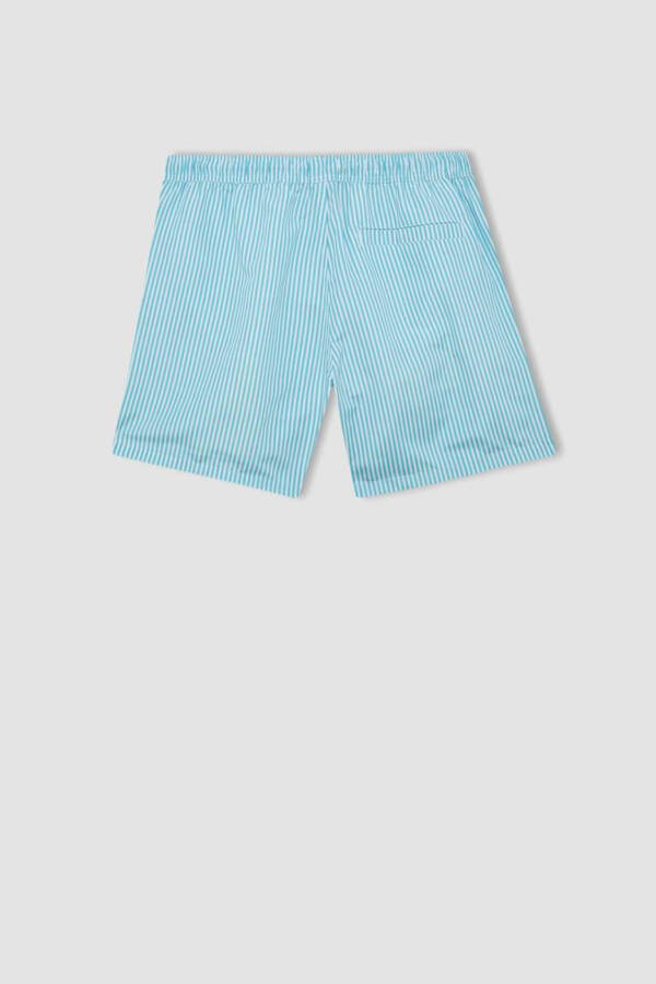 Short Striped Navy Blue Swim Shorts - 10