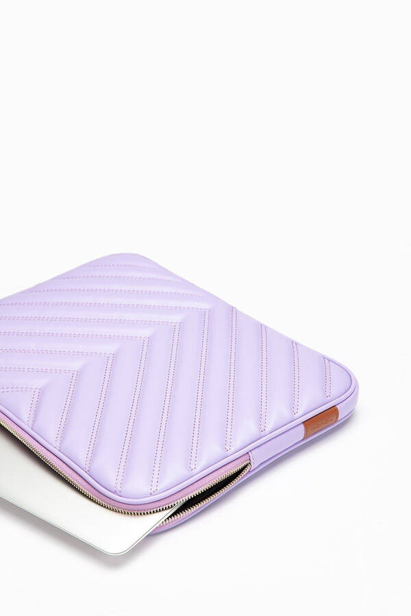 Shoulder Strap Notebook Bag Tablet Laptop Case 13''-14'' V Model Leather Lilac - 2