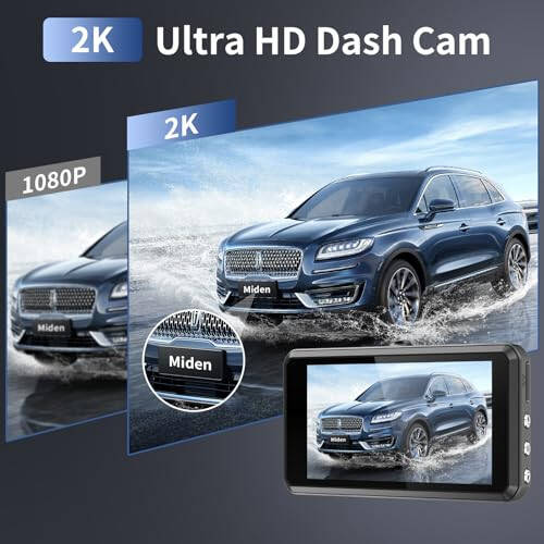 SHRINLUCK 2K Çift Dash Kamera Arabalar İçin, Ücretsiz 64G SD Kart, FHD 2K+1080P Dash Cam Ön ve Arka, 3.2'' IPS Ekran, 176° Geniş Açı Dashcam, 24H Park Monitörü, G-Sensör, Döngülü Kayıt, Gece Görüşü, WDR - 6