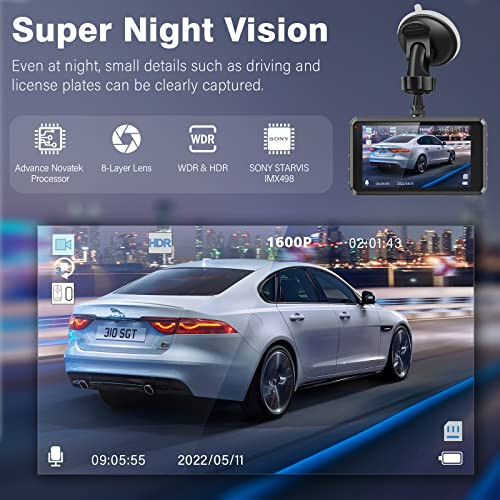 SHRINLUCK 2K Dual Dash Camera for Cars, Free 64G SD Card, FHD 2K+1080P Dash Cam Front and Rear, 3.2'' IPS Screen, 176° Wide Angle Dashcam, 24H Parking Monitor, G-Sensor, Loop Recording, Night Vision, WDR - 10