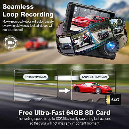 SHRINLUCK 2K Dual Dash Camera for Cars, Free 64G SD Card, FHD 2K+1080P Dash Cam Front and Rear, 3.2'' IPS Screen, 176° Wide Angle Dashcam, 24H Parking Monitor, G-Sensor, Loop Recording, Night Vision, WDR - 11