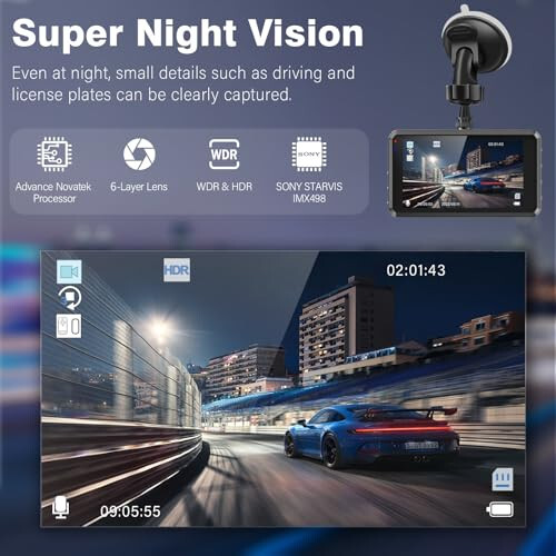 SHRINLUCK 2K Dual Dash Camera for Cars, Free 64G SD Card, FHD 2K+1080P Dash Cam Front and Rear, 3.2'' IPS Screen, 176° Wide Angle Dashcam, 24H Parking Monitor, G-Sensor, Loop Recording, Night Vision, WDR - 2