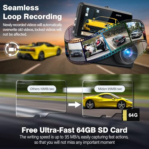 SHRINLUCK 2K Dual Dash Camera for Cars, Free 64G SD Card, FHD 2K+1080P Dash Cam Front and Rear, 3.2'' IPS Screen, 176° Wide Angle Dashcam, 24H Parking Monitor, G-Sensor, Loop Recording, Night Vision, WDR - 3