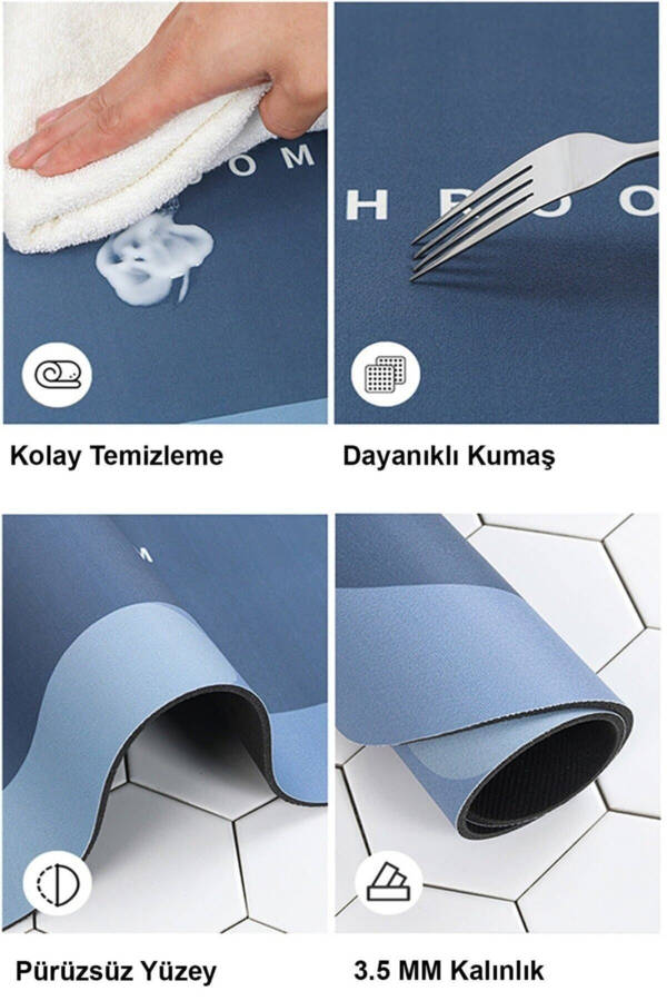 Sihirli Su Emici Banyo Paspası Kaymaz Tabanlı Ayak Havlusu 40x60 3,5 Mm - 5