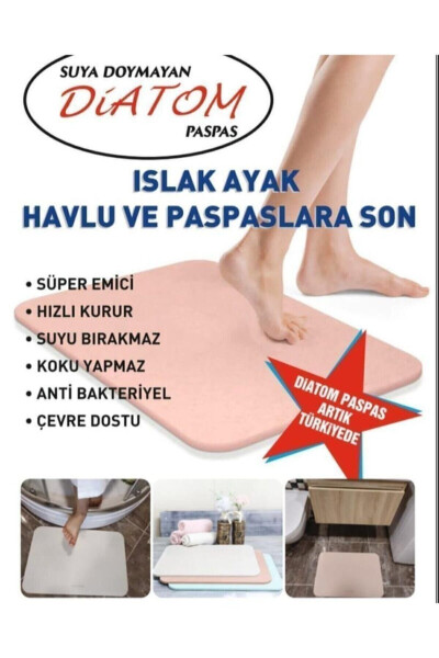 Sihirli Su Emici Gri Renk Diatom Banyo Paspas Diatomite Su Çeken Suyadoymayanpaspas - 8