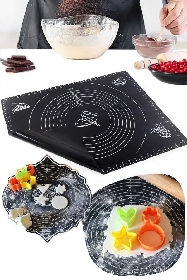 Silicone Baking Mat, Non-Stick Baking Sheet, Dough Rolling Mat, Pastry Mat, Large Size, Black - 9