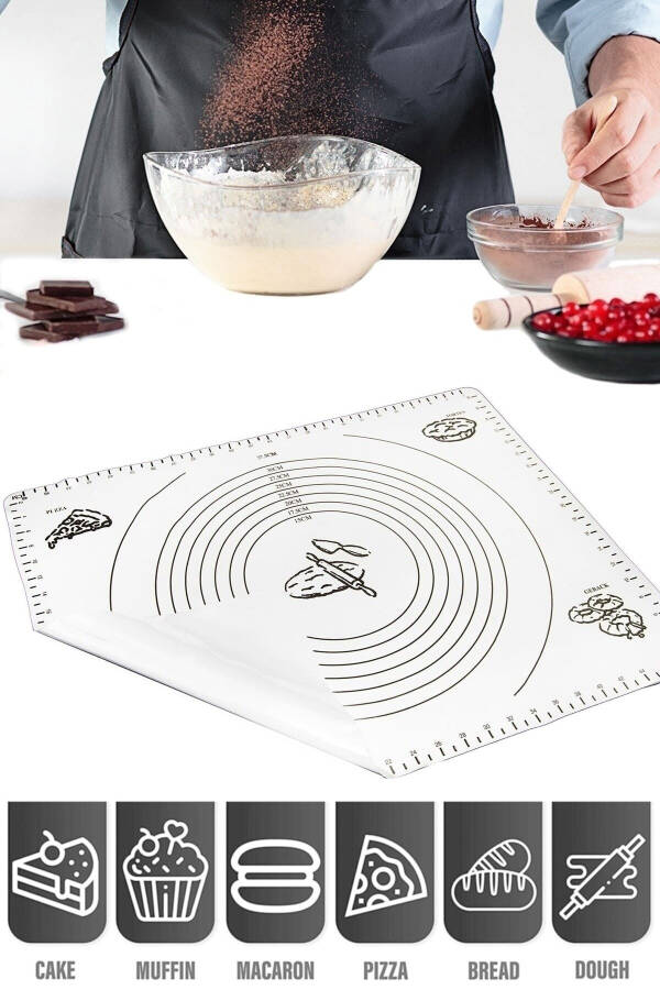 Silicone Baking Mat, Non-Stick Silicone Pastry Mat for Rolling Dough, Baking Sheet Liner, Large White - 6