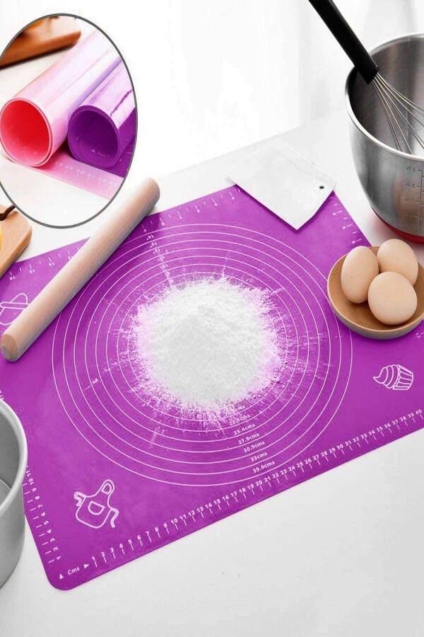 Silicone Baking Mat Silpat Dough Rolling Mat Silicone Pastry Baking Mat Bottom Opening Purple Large Size - 5