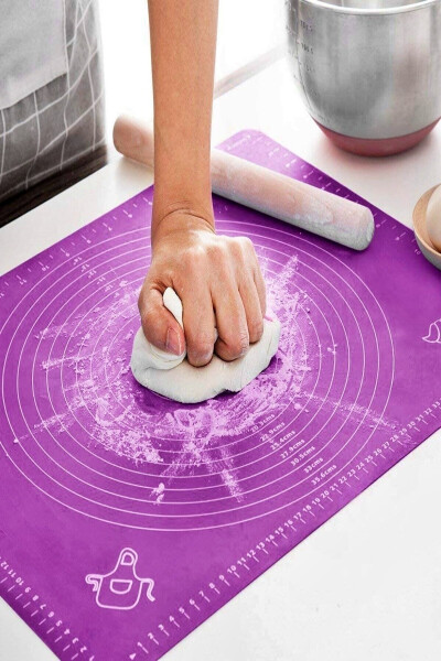 Silicone Baking Mat Silpat Dough Rolling Mat Silicone Pastry Baking Mat Bottom Opening Purple Large Size - 6