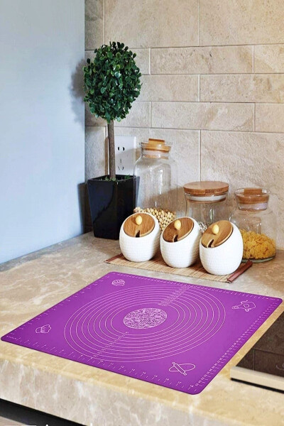 Silicone Baking Mat Silpat Dough Rolling Mat Silicone Pastry Baking Mat Bottom Opening Purple Large Size - 8