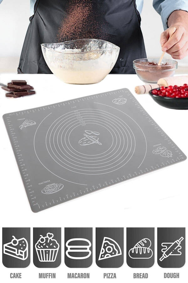 Silicone Dough Rolling Mat with Measurements Heat Resistant Dough Kneading Mat Large Size Kitchen Cake Baking Mat - 6