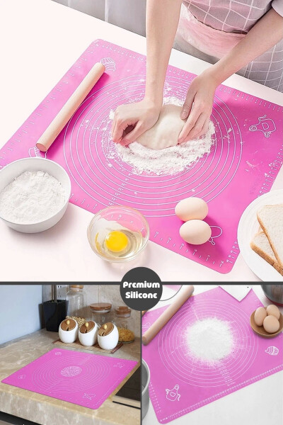 Silicone Rolling Mat with Scale Heat Resistant Dough Mat Kitchen Oven Liner Light Purple 50X40 cm - 1