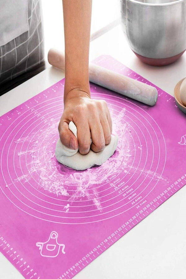 Silicone Rolling Mat with Scale Heat Resistant Dough Mat Kitchen Oven Liner Light Purple 50X40 cm - 7