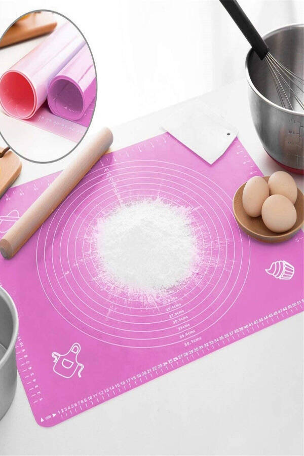 Silicone Rolling Mat with Scale Heat Resistant Dough Mat Kitchen Oven Liner Light Purple 50X40 cm - 10