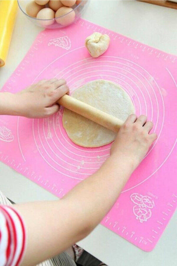 Silikon Hamur Açma Matı Ölçülü Isıya Dayanır Hamur Yoğurma Matı Büyük Boy Mutfak Pasta Fırın Altlık - 2