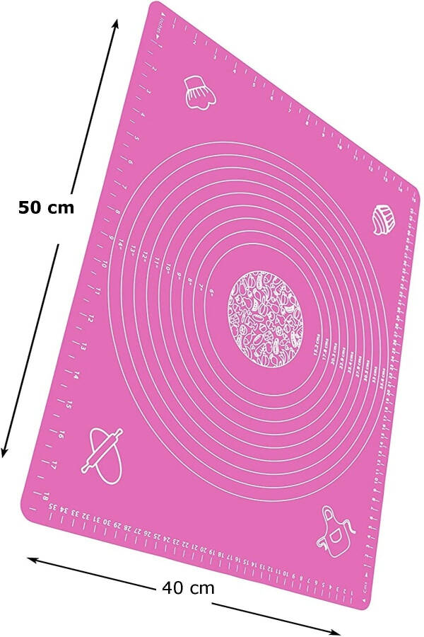 Силиконовый коврик для раскатки теста с разметкой, термостойкий коврик для замешивания теста, кухонная подставка для духовки, светло-фиолетовый 50X40 см - 8