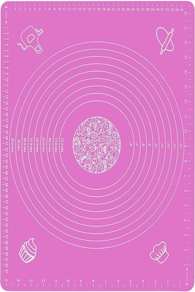 Силиконовый коврик для раскатки теста с разметкой, термостойкий коврик для замешивания теста, кухонная подставка для духовки, светло-фиолетовый 50X40 см - 9