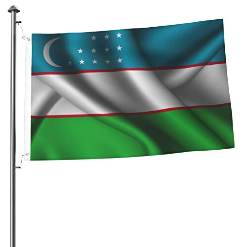 Silk Style Flag Of Uzbekistan Flags 2x3 Outdoor Banner Vivid Colors Double Sided Flag Polyester Flags For Outside Patio Lawn Decor Flags - 1