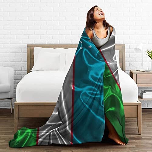 Silk Style Flag of Uzbekistan Throw Blanket 50