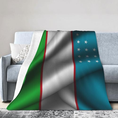 Silk Style Flag of Uzbekistan Throw Blanket for Couch 80