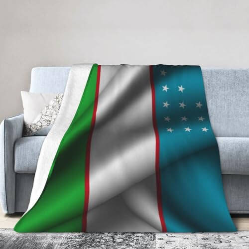 Silk Style Flag of Uzbekistan Throw Blanket for Couch 80