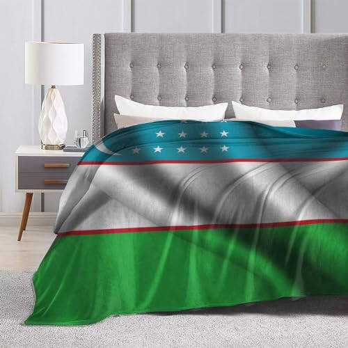 Silk Style Flag of Uzbekistan Throw Blanket for Couch 80