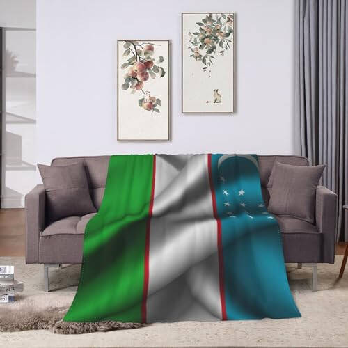 Silk Style Flag of Uzbekistan Throw Blanket for Couch 80