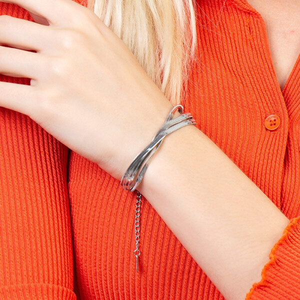 Silver Color Tarnish-Resistant Metal Snake Chain Women's Bracelet - 8