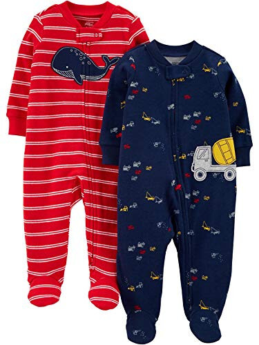 Simple Joys by Carter's Baby Boys' 2-Pack 2-Way Zip Cotton Footed Sleep and Play - 3