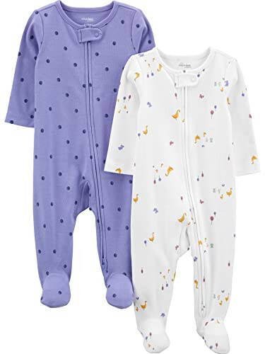 Simple Joys by Carter's Baby Girls' Cotton Footed Sleep and Play, Pack of 2 - 31