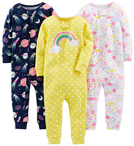 Simple Joys by Carter's Girls' 3-Pack Snug Fit Footless Cotton Pajamas - 4