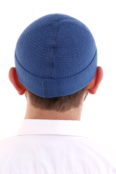 Simple Pattern Blue Foldable Winter Orlon Beanie - 10