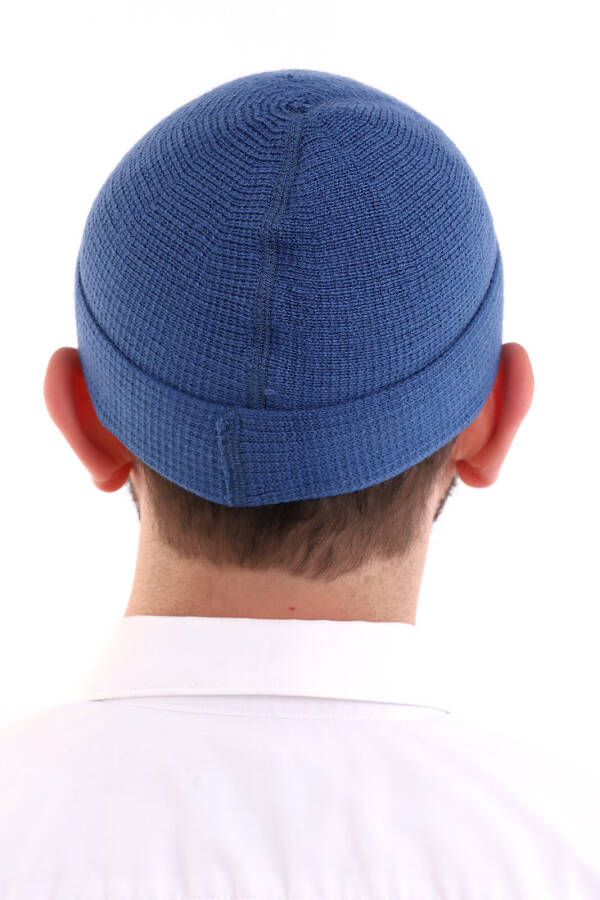 Simple Pattern Blue Foldable Winter Orlon Beanie - 10