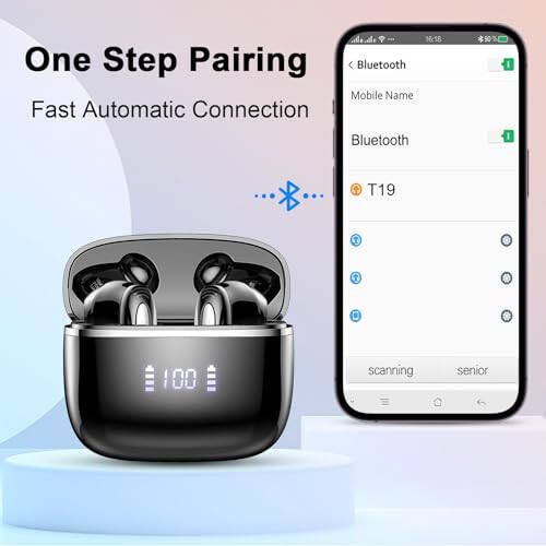 Simsiz quloqchin, Bluetooth 5.3 quloqchinlar 40 soat quvvatga ega chuqur basli stereo mini zaryadlash qutisi bilan, ikki mikrofonli Bluetooth quloqchin, IP7 suv o'tkazmaydigan ichki quloqchinlar Android iOS TV telefon sport uchun - 6