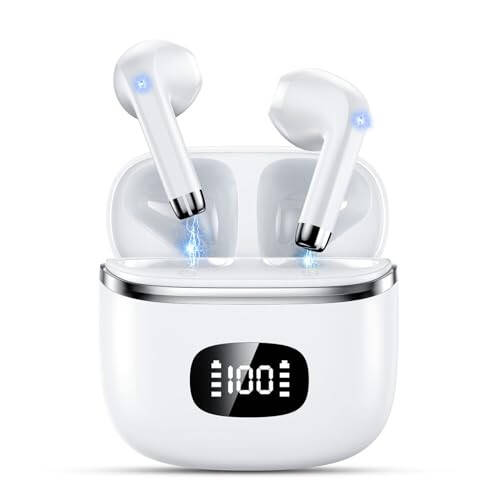 Simsiz Quloqchinlar Bluetooth 5.3 Bass Stereo Quloqchinlar, 40 soatgacha o'ynash vaqti Quloqchinlar LED quvvat displeyli, Shovqinni bekor qiluvchi mikrofonli Bluetooth Quloqchin IPX7 Su o'tkazmaydigan Quloqchinlar iOS Android uchun - 1