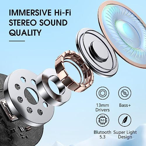 Simsiz Quloqchinlar Bluetooth 5.3 Quloqchinlar 40 soat o'ynash vaqti LED displeyli, chuqur bas stereo va shovqinni bekor qiluvchi Bluetooth Quloqchinlar IP7 suv o'tkazmaydigan simsiz quloqchinlar mikrofonli iPhone Android qora - 3